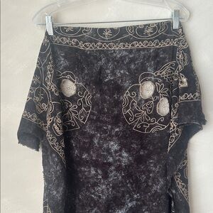 One Teaspoon embroidered tie dye skull scarf wrap sarong